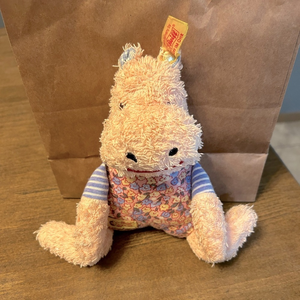 Steiff Pink Baby Stuffed Animal Hippo